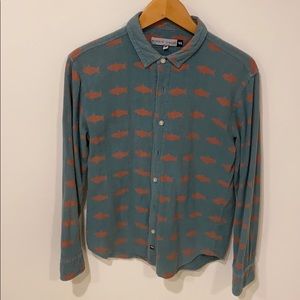 Men’s button down with fish. Size Medium.